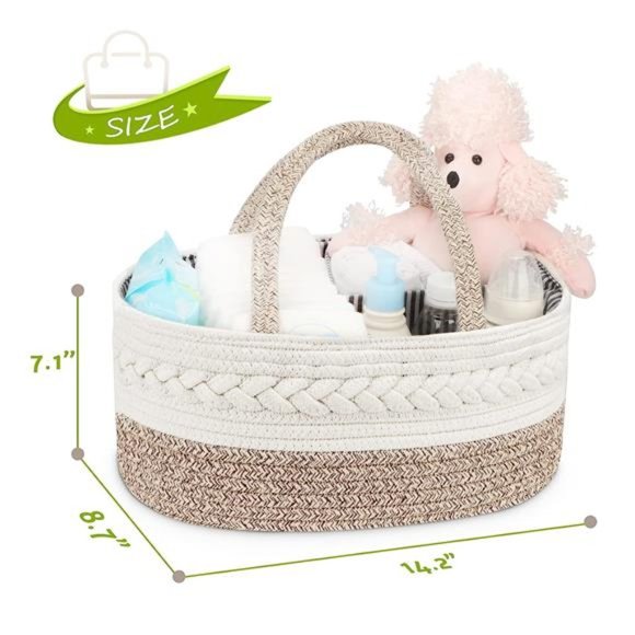 Diaper Caddy Organizer for Baby, Cotton Rope,Changing TableDiaper Storage Basket - Picture 5 of 6